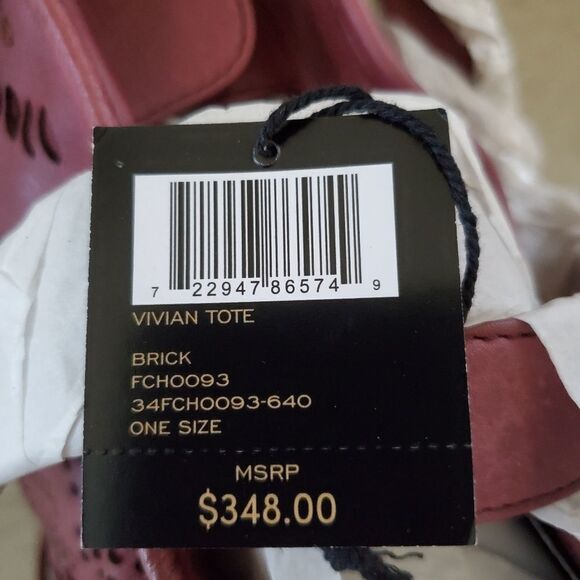 Frye Vivian Leather Fringe Tote Bag in Brick - NEW - Picture 13 of 13